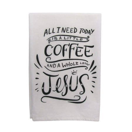 

TG LLC Treasure Gurus Funny Decorative Cloth Little Coffee and a Whole Lot of Jesus Dish Dry Hand Tea Towel Kitchen Decor C49