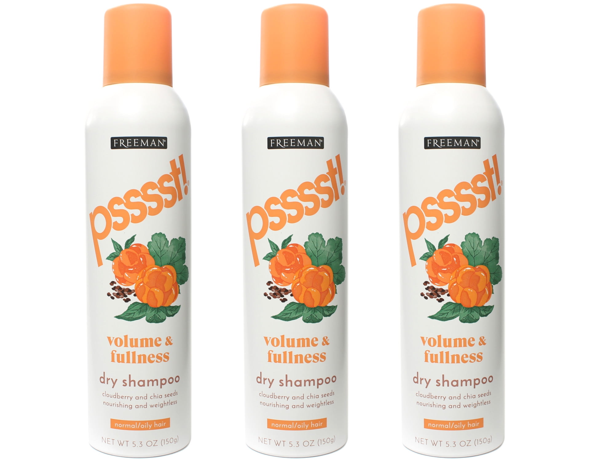 3 Pack Psssst Dry Shampoo Spray Cloudberry and Chia Seeds 5.3 Ounce
