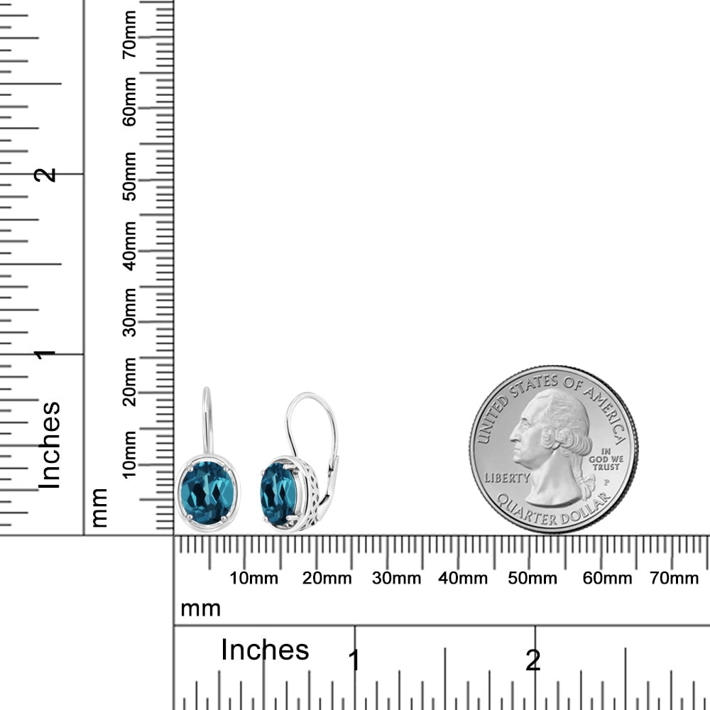 Gem Stone King 3.60 Cttw London Blue Topaz Dangle Earrings for Women | 925 Sterling Silver | Gemstone Birthstone | Oval 9X7MM