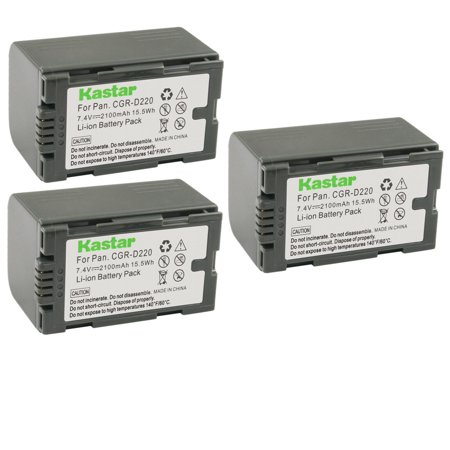 Kastar 3-Pack CGR-D16 Battery Replacement for Panasonic NV-DS11  NV-DS11EN  NV-DS11ENA  NV-DS11ENC  NV-DS12  NV-DS12B  NV-DS15  NV-DS20  NV-DS25  NV-DS27  NV-DS28  NV-DS29  NV-DS30  NV-DS33 Camera