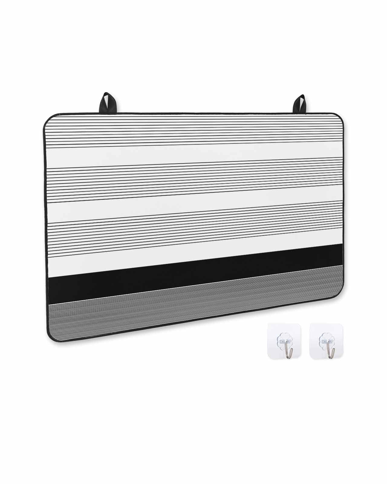 nqOlkjepod Large Induction Cooktop Protector Mat 24"x21", Black Stripe Stove Top Covers for Electric Stove, Modern Rustic Horizontal Black Striped Stove Burner Cover Mats, Glass Top Stove Cover