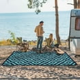 thumbnail image 5 of DEORAB Outdoor Rugs Waterproof Plastic Straw Mat 6'x9' Reversible for RV Patio Deck Beach Navy Blue & Jade Green, 5 of 6