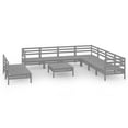 thumbnail image 2 of vidaXL 10 Piece Garden Lounge Set Solid Wood Pine Grey, 2 of 8