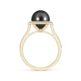 thumbnail image 2 of ANGARA Tahitian Cultured Pearl Halo Ring with Milgrain in 14K Yellow Gold for Women | June Birthstone, Birthday, Anniversary, Jewelry Gift for Women | Pearl Ring, 2 of 5