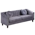 thumbnail image 4 of Gewnee Chesterfield Velvet Sofa Couch with Nailhead Trim and 2 Pillows for Living Room,Gray, 4 of 8
