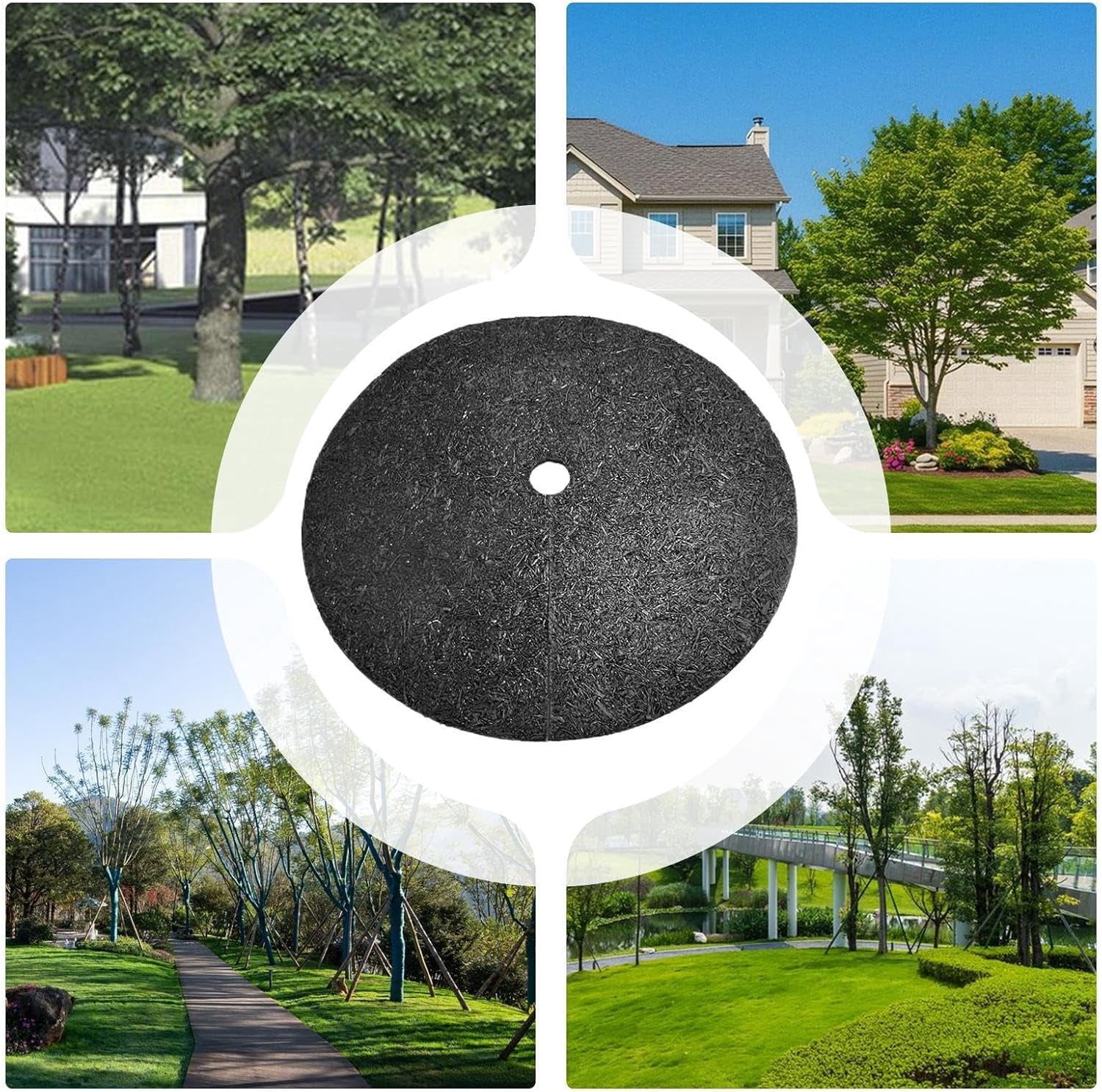 40.15 Inch Non-Woven Tree Mulch Ring - Degradable Tree Protector Mat, Biodegradable & Reusable Tree Mulching Ring for Landscaping, Weed Control, and Root Protection(xxw)