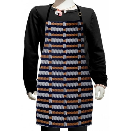 

Ethnic Kids Apron Abstract Motif with Horizontal Folk Bands Vintage Culture Design Boys Girls Apron Bib with Adjustable Ties for Cooking Baking Painting Indigo Ginger White by Ambesonne
