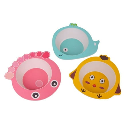 Baby Toddler Bowls, Cute Cartoon Plates Safe-Natural Lunch ...