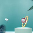 thumbnail image 3 of Birthstone Rings For Women Sterling Silver 925 Sterling Silver Gold-plated Flower Ring For Wome, Ring Size: 7 A174, 3 of 4
