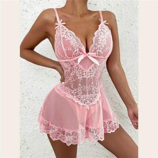 Lencería sexy estilo europeo y americano sexy de talla grande con tirantes de encaje de malla bordada falda ropa interior traje