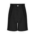 thumbnail image 4 of JTSRKL Girls Shorts Kids Summer Button Ruched Elastic Waist Wide Leg Casual Uniform Shorts Short Pants with Pockets Black 10-11 Years, 4 of 8