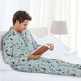 thumbnail image 6 of Naloa Cartoon Doodle Puppy Men’s Pajamas Set - Long Sleeve Button Down Sleep Shirt and Pajama Bottoms Sleepwear Set-XX-Large, 6 of 7