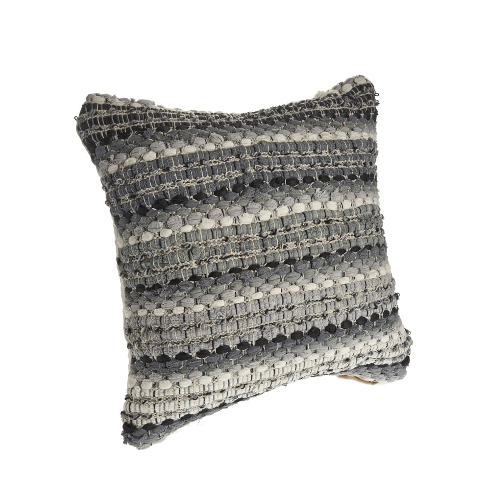 Ox Bay Drew 18" x 18" Black/Gray Striped Cotton Blend Adult Decorative Throw Pillow