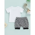 thumbnail image 4 of Bagilaanoe Baby Boy Summer Outfits Short Sleeve BUBS Letter Printed T-Shirt Tops Plaid Pattern Shorts Casual Suit Set, 4 of 9