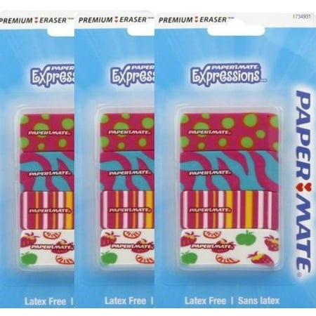 Paper Mate Pink Expressions Erasers, 12-Count