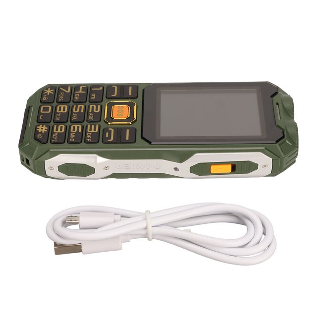 Teléfono móvil para personas mayores, 2G, 2,6 pulgadas, ultrafino, 16800 mAh, gran volumen, con línea de carga para llamadas, color verde