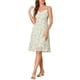 thumbnail image 5 of Vestido de verano sin mangas con escote en V y lazo para mujer INSPIRE CHIC, estampado floral, corte acampanado, verde claro, talla S, 5 of 7