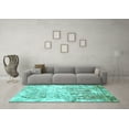 thumbnail image 3 of Ahgly Company Machine Washable Indoor Rectangle Abstract Turquoise Blue Modern Area Rugs, 3' x 5', 3 of 4