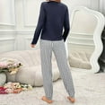 thumbnail image 4 of YOIAVAIOY Women Pajama Sets Plaid Pant and Long Sleeve Tops Sleepwear Lounge Sets 2 Piece Sleepwear Soft Comfy Matching Pjs Set Blue XL, 4 of 4