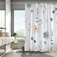 thumbnail image 3 of Watercolor Floral Shower Curtain Sets,Blue Beige Flowers Bathroom Curtains,Modern Minimalist White Bath Curtain, Waterproof Fabric with 12 Hooks 72x72 Inches, 3 of 6