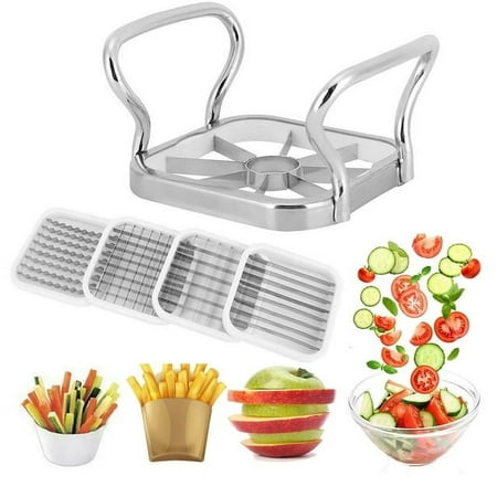 

Ihvewuo Potato Cutter 5 in 1 Stainless Steel Fruit Vegetable Slicer with Handle Manual Potato Slicer French Fry Cutter Labor-Saving Multi-Purpose Fruit Slicer for Potato Onion Tomato Lemon
