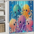 thumbnail image 6 of Orinice Blue Nautical Octopus Shower Curtain Set, Fun Sea Animal Bath Curtain, Cool Beach Coast Octopus Decoration Polyester Fabric Shower Curtain For Baby Bathroom Decoration 60x72, 6 of 7