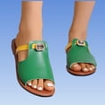 thumbnail image 6 of Caywon Women's Flat Sandals Dressy Comfortable Open Toe Slip On Summer Slides Shoes Leather Sandals Open Toe Vacation Slip on Slides, 6 of 7