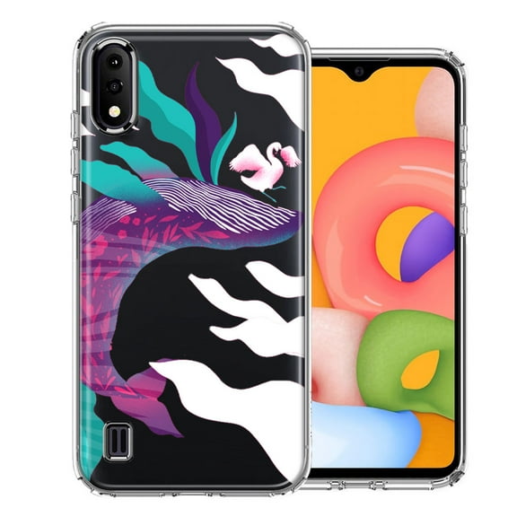 MUNDAZE For Samsung Galaxy A01 Mystic Floral Whale Design Double Layer Phone Case Cover
