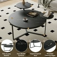 thumbnail image 6 of Modern Coffee Table With Two Display Shelves, Black Faux Marble Surfaces, Tripod-Inspired Base, Rounded Tabletop Edges, 6 of 12