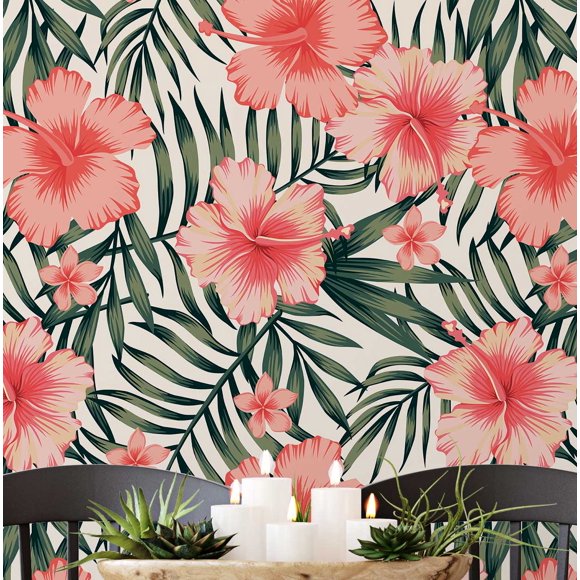 S4Sassy Floral Wallpaper - Pink Wall Covering, 25" X 240" Self-Adhesive Vinyl Walls Paper, Decorative Wallwrap, Easy Diy Walls Covering For Bedroom, Living Room, Living Space