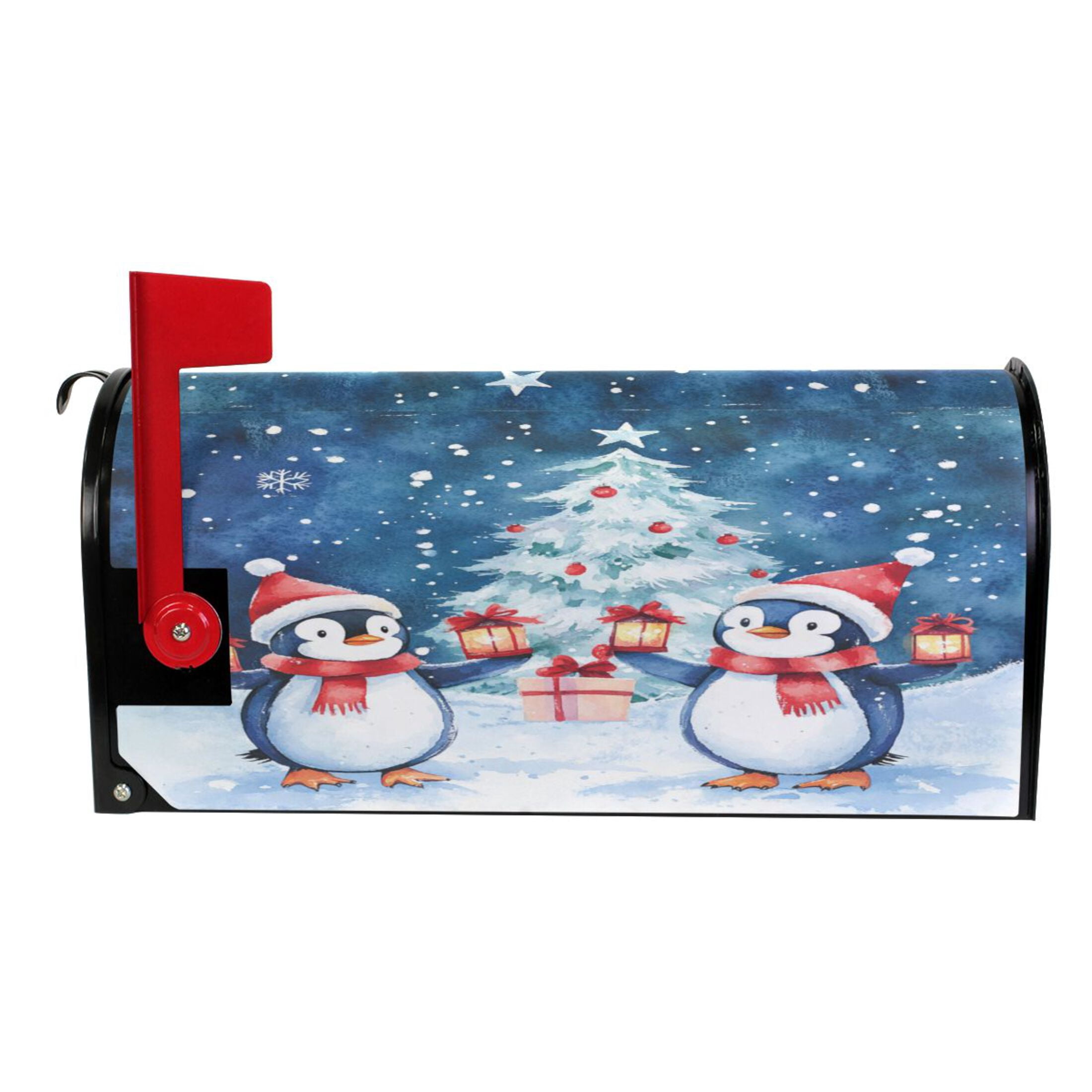 Mailbox Covers Magnetic Large Size 25.4x20.78 in Mailbox Wraps Post for Garden Yard Decor Two Cute Penguins