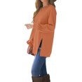 thumbnail image 2 of Fashnice Ladies Tops Crew Neck Sweatshirt Long Sleeve Pullover Soft Fall Sweatshirts Orange XS, 2 of 4