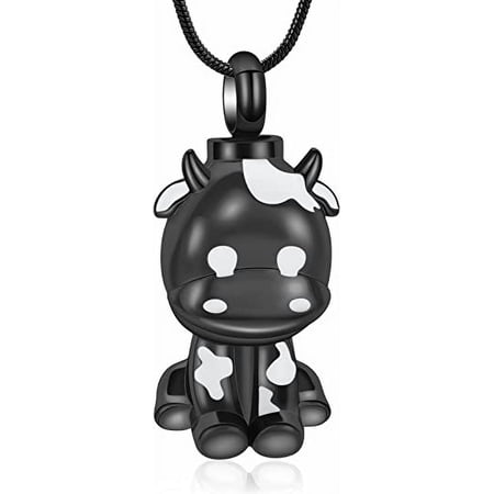 Cow Cremation Urn Necklace Ashes Jewelry Stainless Steel Cremation Necklaces Memorial Keepsake Jewelry