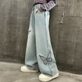 thumbnail image 4 of breaise Baggy Jeans for Girls Wide Leg Ripped High Waisted Denim Pants Cute Summer Trousers Y2K Streetwear 5-15Y, 4 of 7