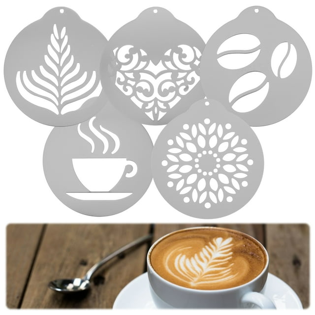 Naiovety 5 pack/lote elegantes plantillas de café de acero inoxidable arte de café fácil y práctico delicado Juegos de servir café y té