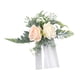 thumbnail image 1 of Arreglo floral para pasillo, arco de rosas artificiales, flores y cintas para boda naranja amarillo claro, 1 of 2