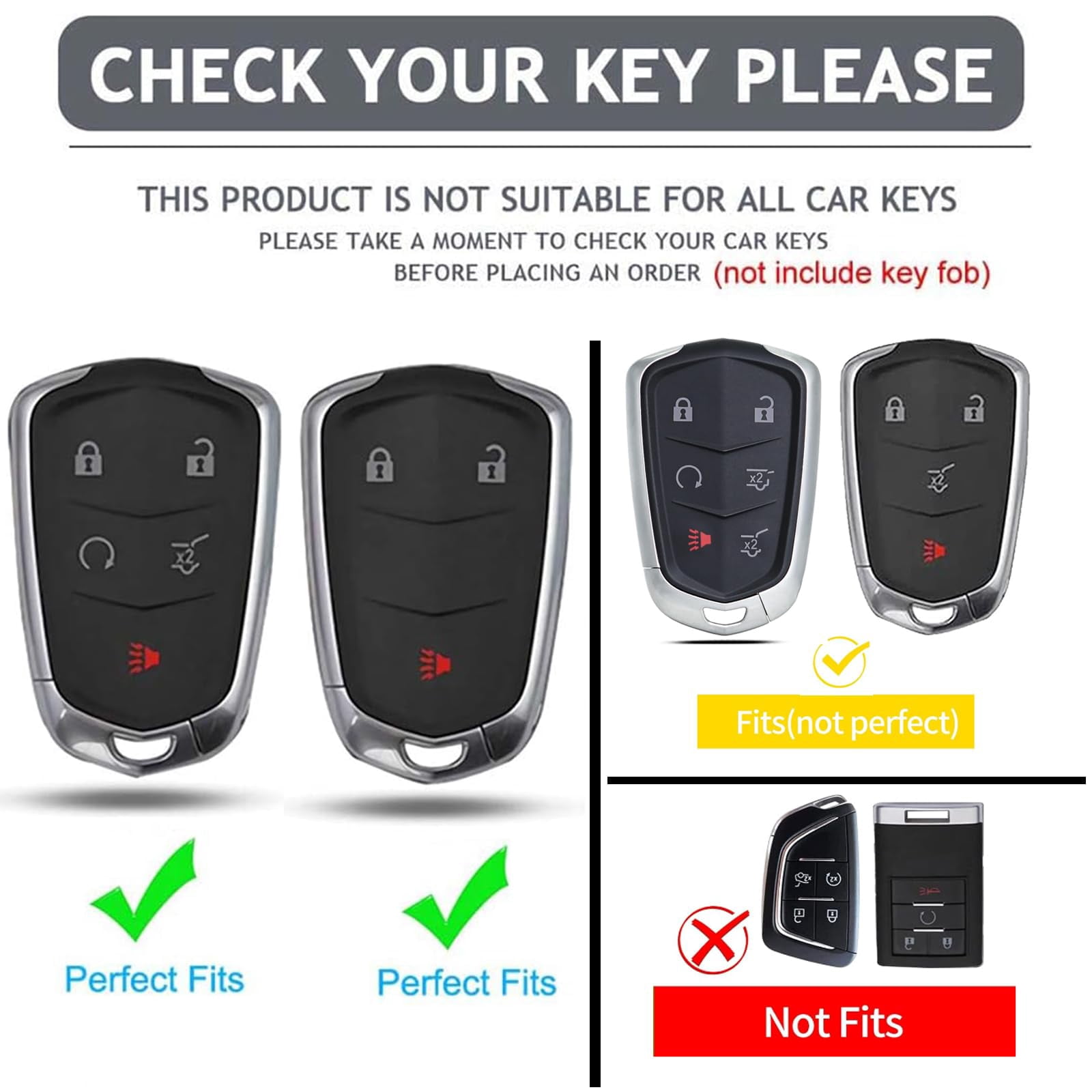 Heavy Metal Key Fob Cover Case for Cadillac CTS SRX XT5 ATS STS CT6 Smart Remote Key fob Cover Accessories