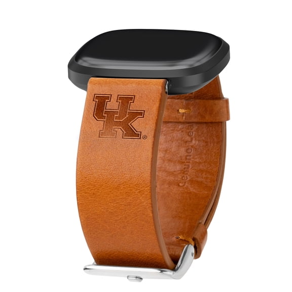 Wildcats Premium Leather Unisex Watch Band for FitBit Versa 3 and Sense (Long Tan) by Affinity Bands