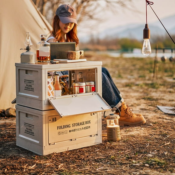 cpengpj Clearance Foldable Three Door Opening Outdoor Storage Box Picnic Camping Large Storage Box Car Trunk Home Storage Box Can Be Used As A Table Or Chair