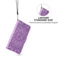 thumbnail image 3 of SaniMore for iPhone 14 Pro Wallet Case, Shockproof PU Leather Stand Cover with Card Slot Flip Kickstand Embossed Flower Magnetic Clasp Wrist Strap for iPhone 14 Pro, Purple, 3 of 12