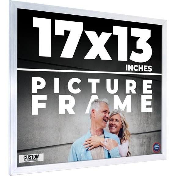17x13 Frame Silver Stainless Steel Solid Wood Picture Frame | 0.75 Inch Moulding Width | Includes