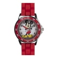 thumbnail image 3 of Reloj analógico Disney Mickey Mouse para niños, manecillas de horas y minutos de fácil lectura, correa de silicona roja, caja de acero inoxidable, reloj educativo en caja de lata coleccionable, ideal, 3 of 5