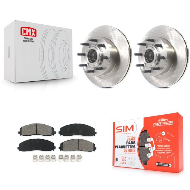 Transit Auto Front Disc Brake Rotors Hub Assembly and Semi-Metallic Pads Kit for Car Ford F-350 Super Duty F-250 K8S-102831