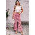 thumbnail image 4 of I AM A FASHION JUNKY Rose Leopard Frayed Edge Wide Leg High Waist Jeans, 4 of 11