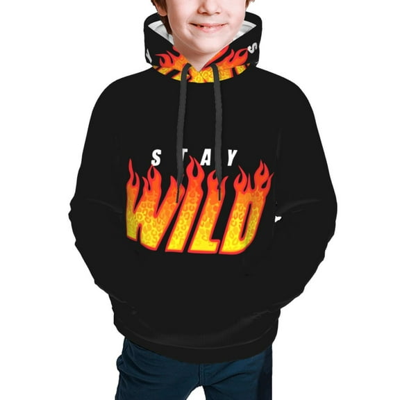 Ben Azelart Stay Wild Hoodies Pullover For Boys Girls 3d Printed Hooded Sweatshirt Long Sleeves Small
