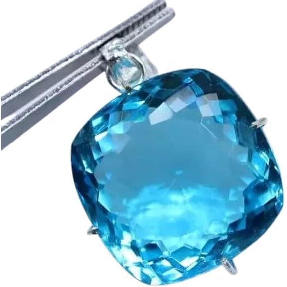 Certified Natural Topaz 925 Solid Silver Cushion 94.00 Ct Pendant Loose Gemstone