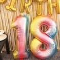 thumbnail image 5 of Globos de números, globos de helio Mylar de aluminio con números del 0 al 9, de 40 pulgadas, grandes, de arcoíris, para decoración de fiestas de cumpleaños y celebraciones., 5 of 5