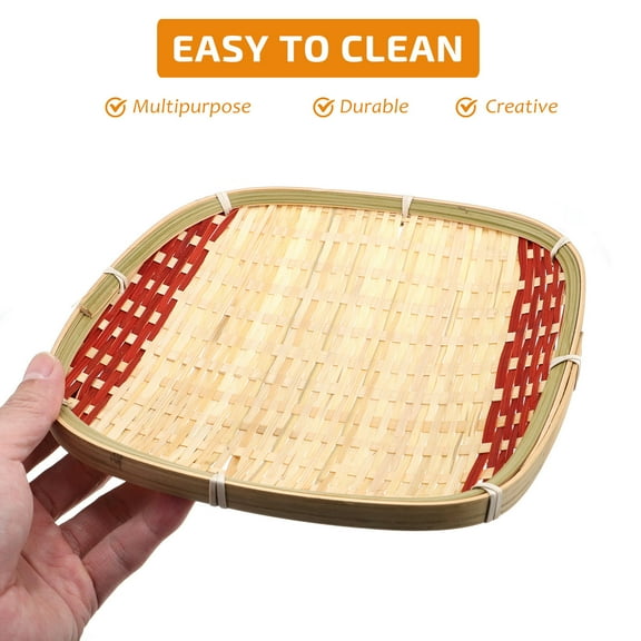 DEEPCRAFF 1Pack Square Bamboo Woven Basket for Home and Kitchen 22.2X8.7In