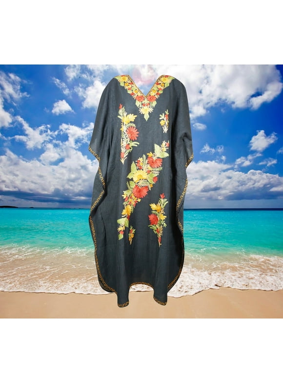 Bohemian Maxi kaftan dress, Kimono sleeve caftan, Chic embroidered caftan, One size ,L-2XL