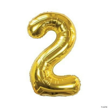 Gold 2 Shaped Number 34" Mylar Balloon, Party, Party Decor, 1 Piece